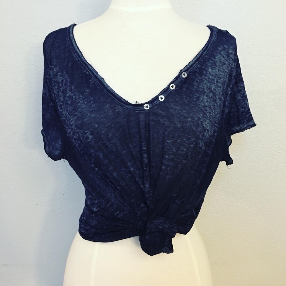 Navy blue sheer top I suggest wearing a camisole underneath